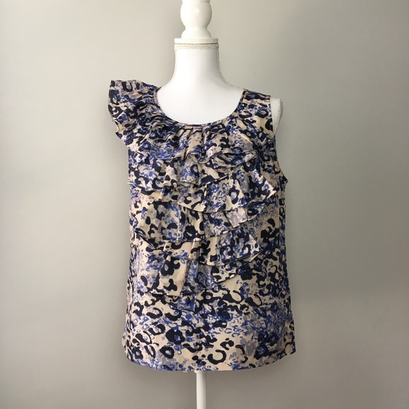 CAbi Tops - CAbi Animal Print Ruffle Front Sleeveless Blouse
